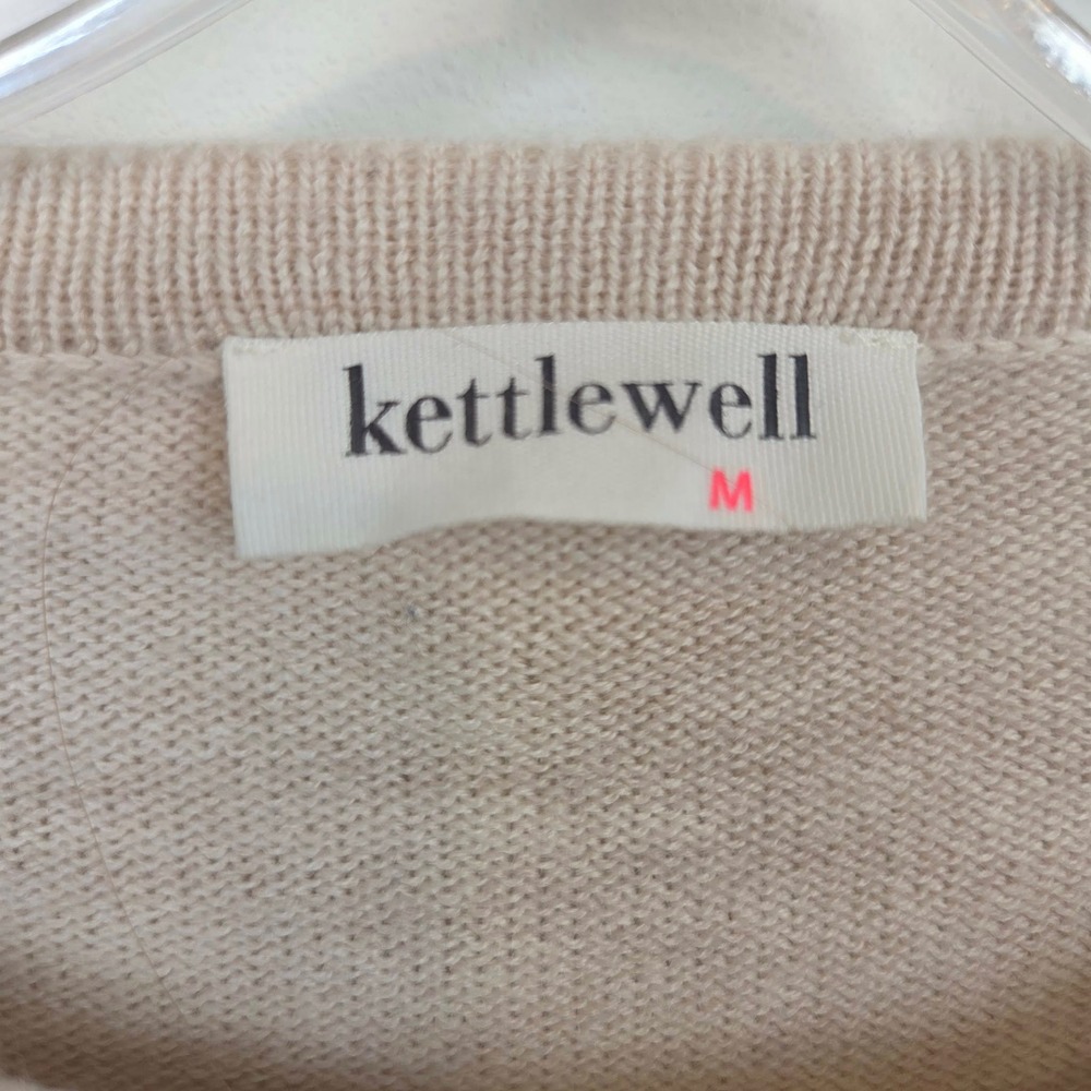 Kettlewell 100% Merino Wool Crew Neck Sweater Beige Oatmeal Womens Medium - Picture 4 of 8